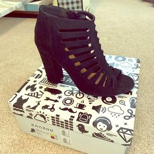 Black open - toe heels